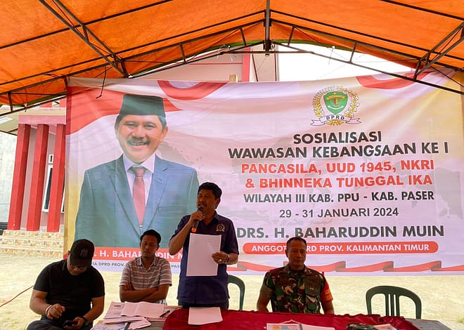 Lakukan Sosbang Baharuddin Muin Ajak Masyarakat Sepaku Sukseskan Pemilu 2024